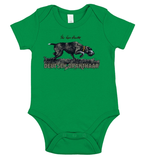 T shirt Deutsch Drahthaar The born Hunter Short Sleeve Baby One-Piece