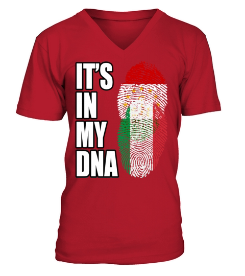Tajikistani And Italian Vintage Heritage DNA Flag V-Neck T-shirt