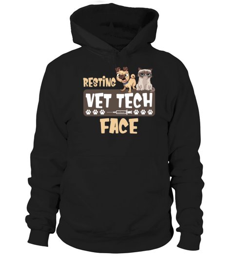 Resting Vet Tech Face Funny Grumpy Cat And Dog Hoodie Unisex