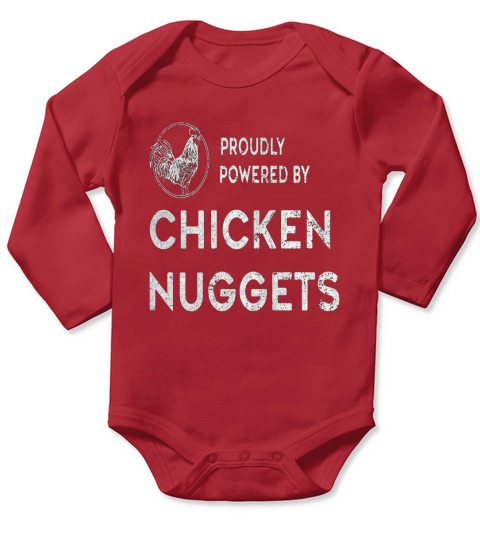 powered by chicken nuggets Long Sleeve Baby One-Piece