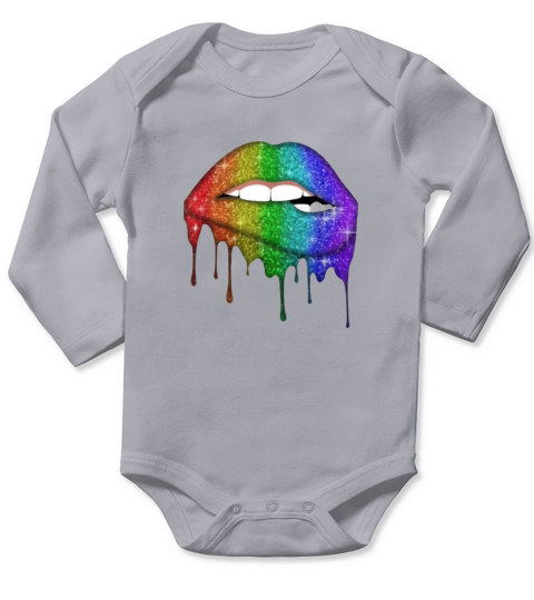 Rainbow Lips LBGT Day Long Sleeve Baby One-Piece