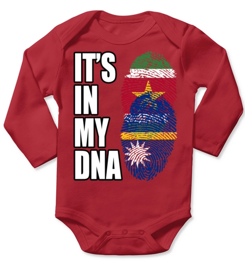 Surinamese And Nauruan Vintage Heritage DNA Flag Long Sleeve Baby One-Piece
