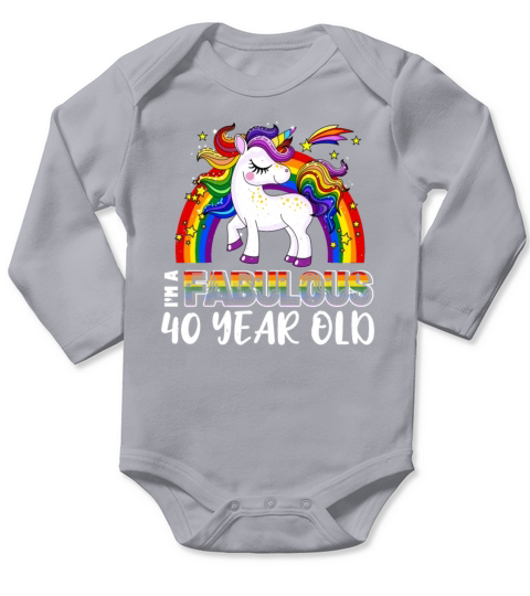 Unicorn Age 40 Years Gay Pride LGBT Pride Month Long Sleeve Baby One-Piece