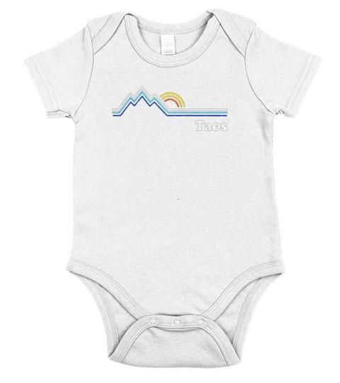 Retro Taos New Mexico T Shirt Vintage Sunrise Mountains Tee Short Sleeve Baby One-Piece