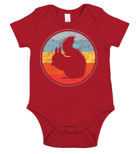 Squirrel Acorn Retro Vintage Short Sleeve Baby One-Piece