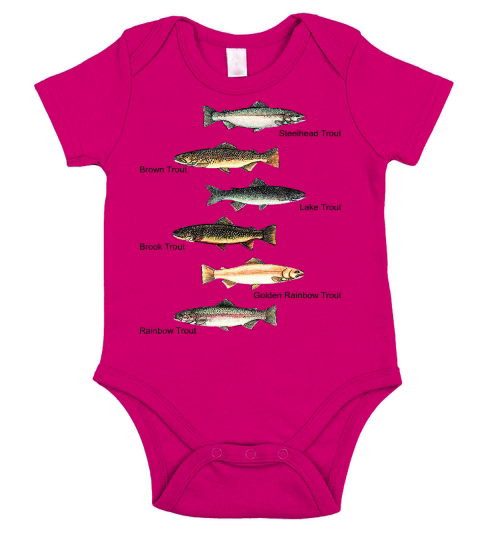 Types of Trout Fish Species Collection Fishing T-shirt Short Sleeve Baby One-Piece