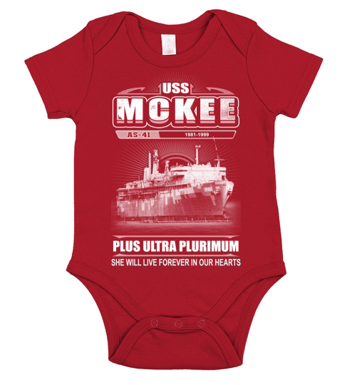 USS McKee AS 41 She will live forever in our heart Short Sleeve Baby One-Piece