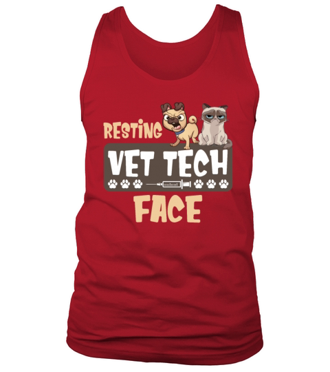 Resting Vet Tech Face Funny Grumpy Cat And Dog Tank Top Unisex