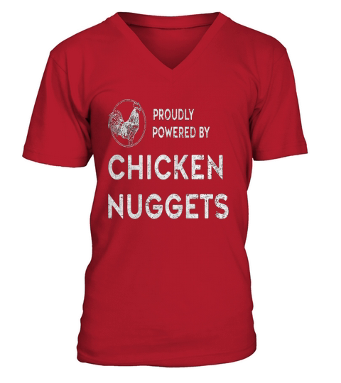 powered by chicken nuggets V-Neck T-shirt