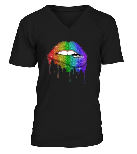 Rainbow Lips LBGT Day V-Neck T-shirt