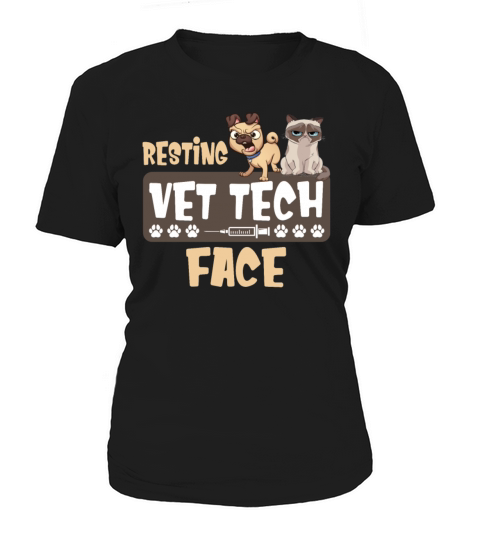 Resting Vet Tech Face Funny Grumpy Cat And Dog Women's T-Shirt
