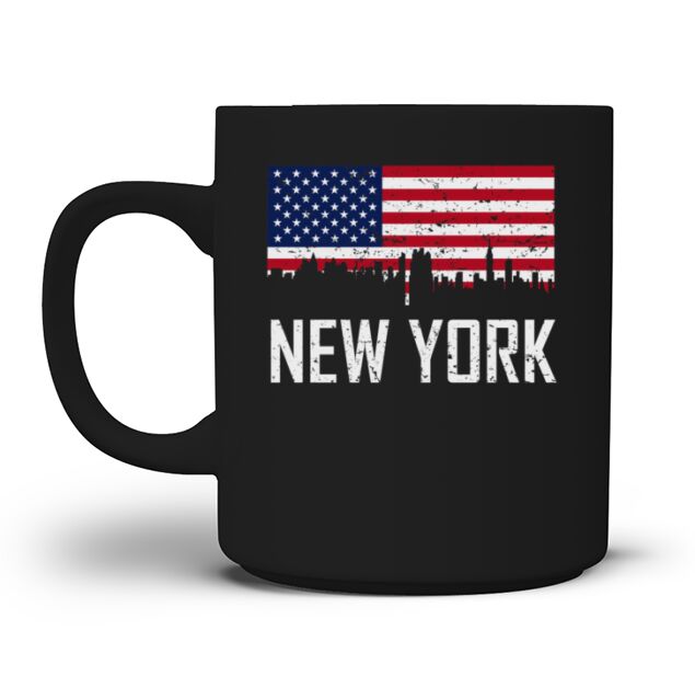 New York City Skyline American Flag Distressed Mug