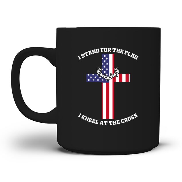 I Stand for The Flag I Kneel for The Cross Men's T-Shirt Mug