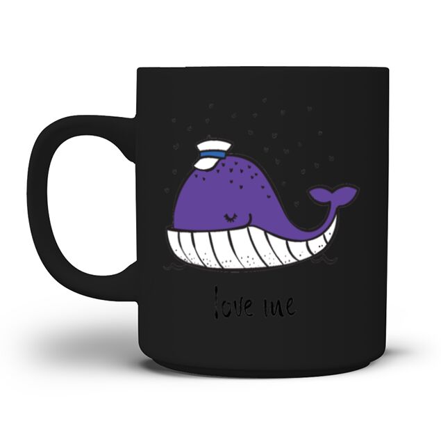 cute doodle ocean whale in color Love Me Men's T-Shirt Mug