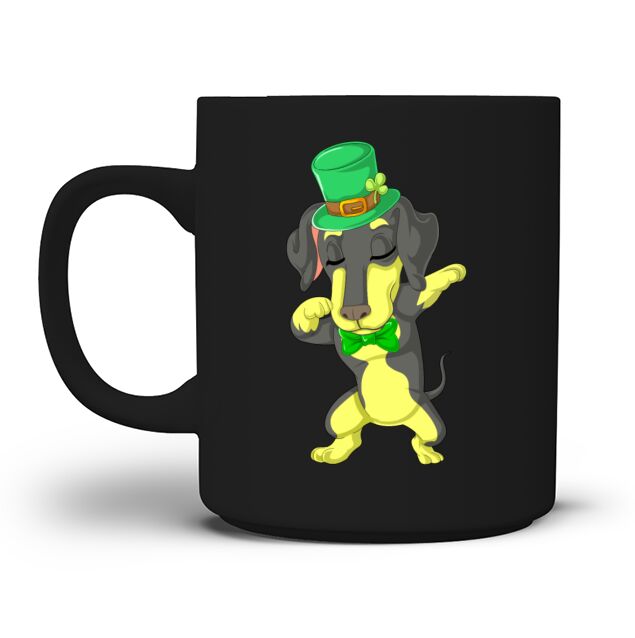 dabbing daschund st patricks day Men's T-Shirt Mug