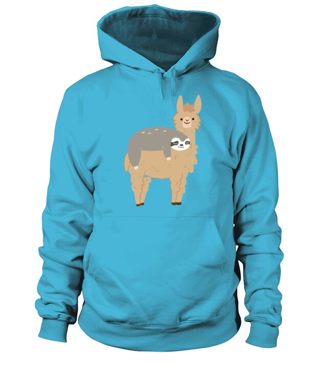 Cute and funny sloth riding a llama graphic tee Men's Hoodie