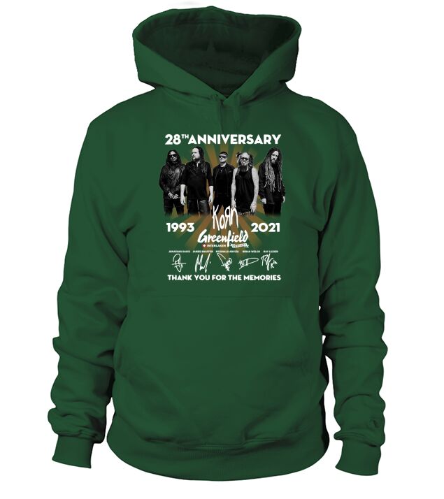 28th anniversary 1993 2021 Korn Greenfield signatures thank you for the memories Hoodie Unisex