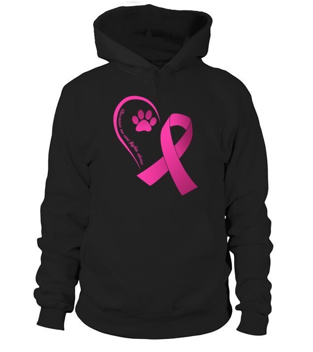 Because No One Fights Alone Dog Paws Breast Cancer Men's Hoodie