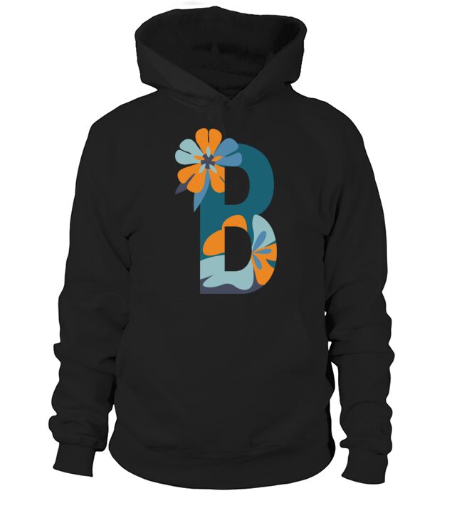 personalized letter with name flower design B Hoodie Unisex