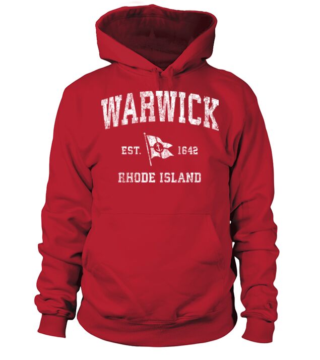 Warwick Ri Vintage Nautical Boat Anchor Flag Sport Men's Hoodie