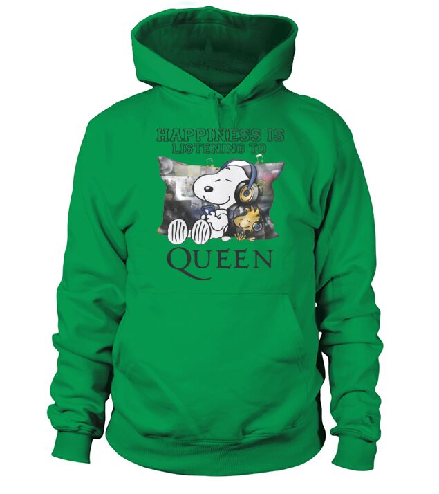 Snoopy und Woodstock Glück hört Königin T-Shirt Hoodie Unisex