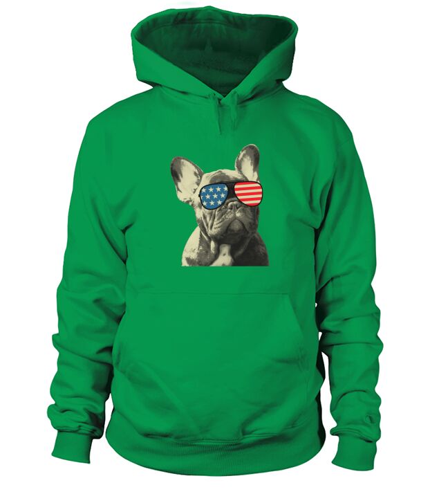 french bulldog american flag sunglasses 4th of july Hoodie Unisex