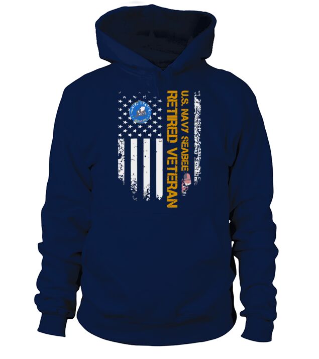 Vintage Usa American Flag Navy Seabee Proud Retire Men's Hoodie