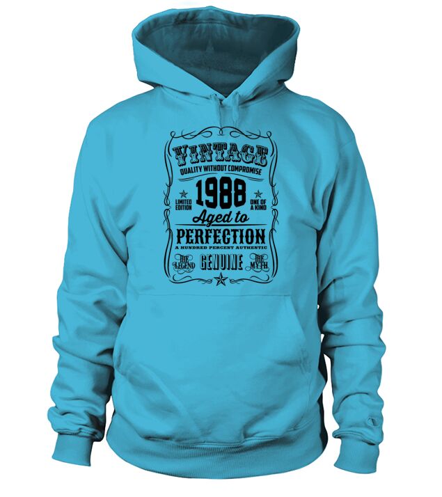Vintage 1988 Aged to Perfection Black Print Men's Hoodie