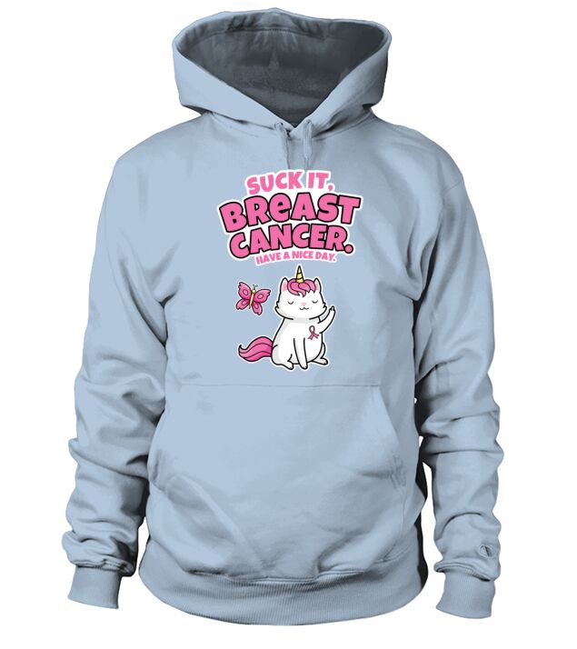 Suck It Breast Cancer Quote Caticorn Butterfly Men's Hoodie