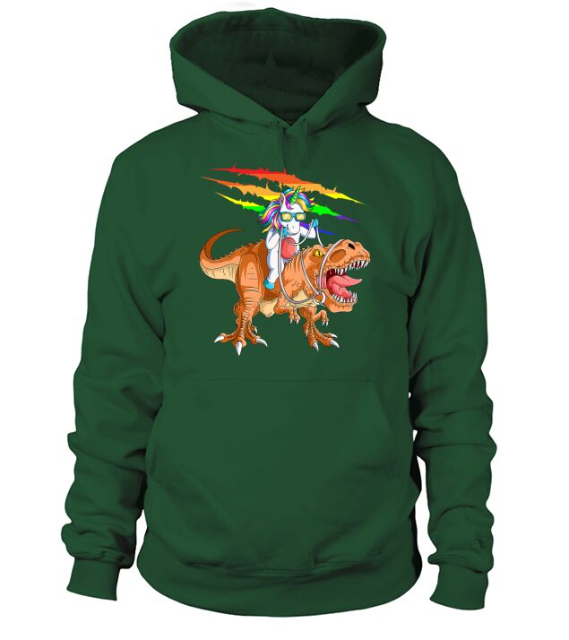 Unicorn Riding T Rex Hoodie Unisex