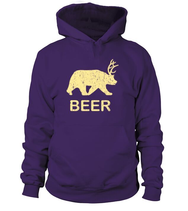 Funny Gym Shirt - Beer Bear Deer Vintage T-Shirt Men's Hoodie