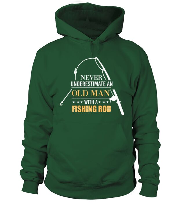 Never underestimate an old man with a fishing rod Men's Hoodie