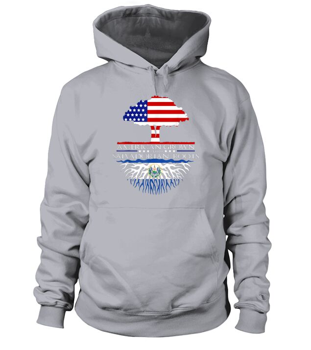 Salvadorian Roots American Grown US El Salvador Flag Hoodie Unisex