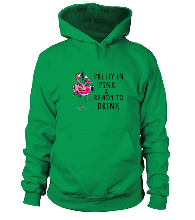 Flamingo In Pink And Ready To Drink Wine Lover Gif Men's Hoodie
