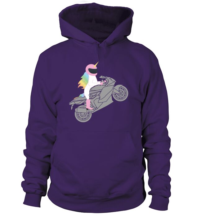 Unicorn Riding Motorcycle T-Shirt for Motorcyclist Men's Hoodie