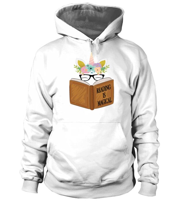 Reading is magical Cute Unicorn Face Book Lovers Hoodie Unisex