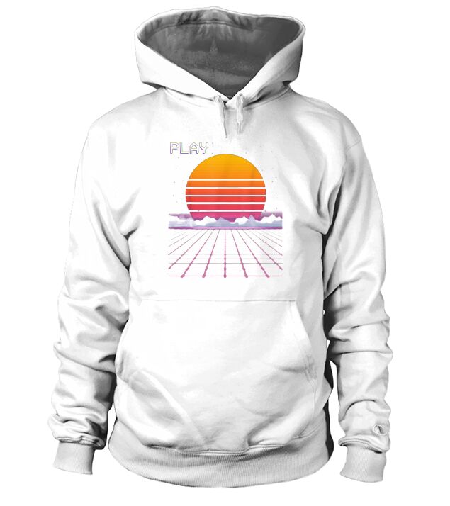 80s Grid Sunset Vaporwave Synthwave Outrun Hoodie Unisex