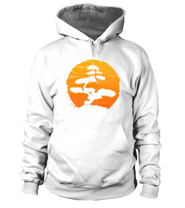 Bonsai Tree Orange Sunset Retro Buddhist T-Shirt Men's Hoodie