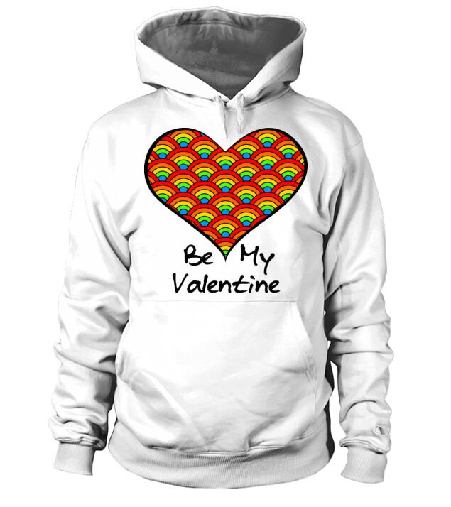 Be My Valentine Rainbow Heart Red light Hoodie Unisex