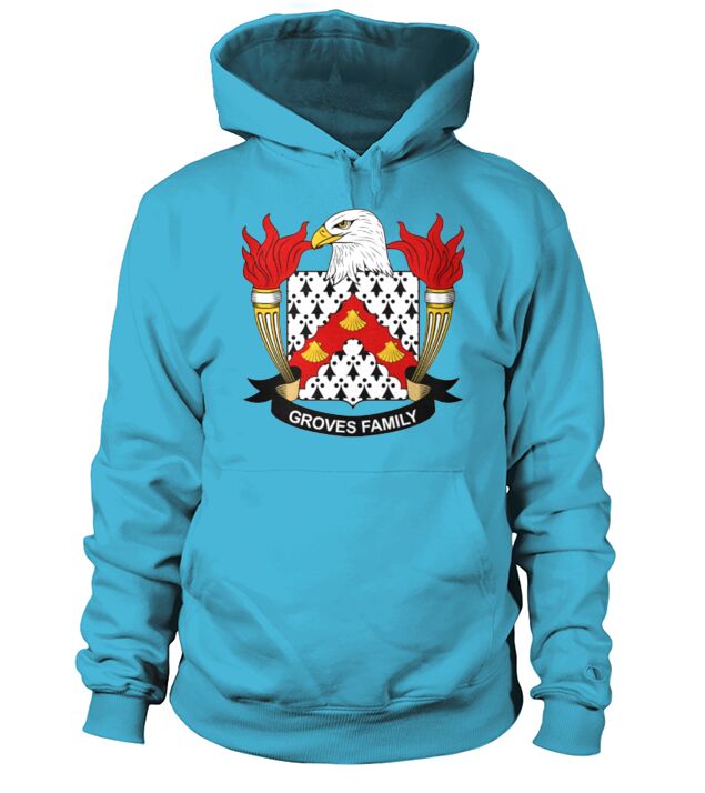 Groves Coat of Arms American Family Crests - Sweat Shirt Hoodie Unisex