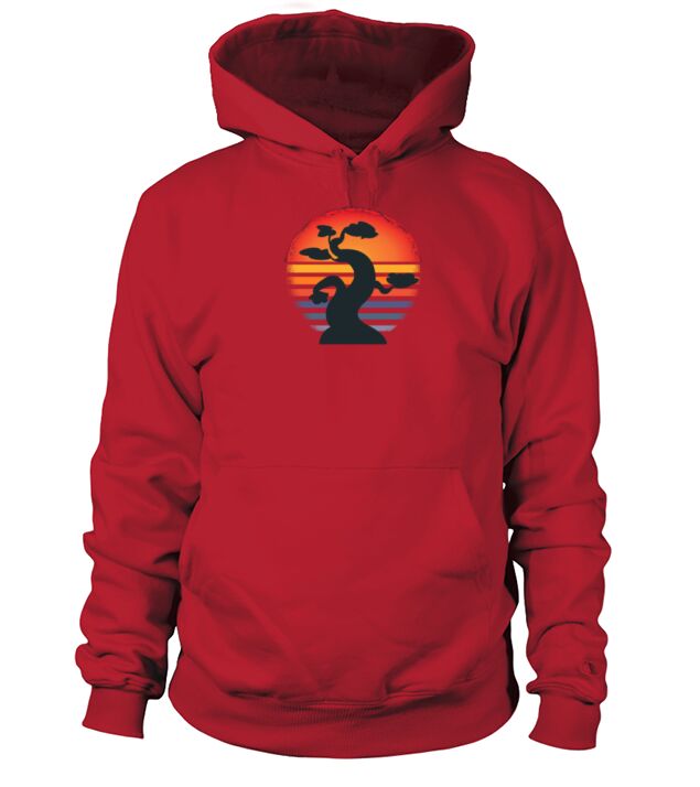 Bonsai Tree Silhouette In Vintage Sunset Men's Hoodie