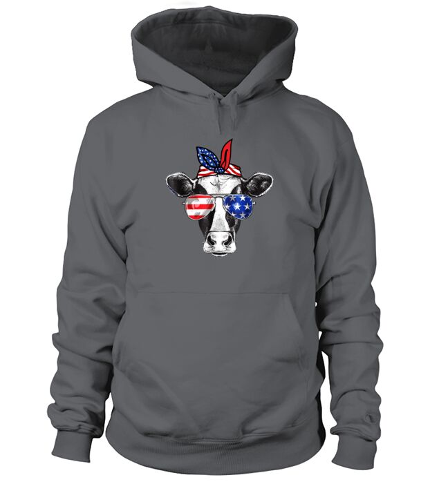 Vintage Patriot Cow Tshirt 4th of July American Men's Hoodie