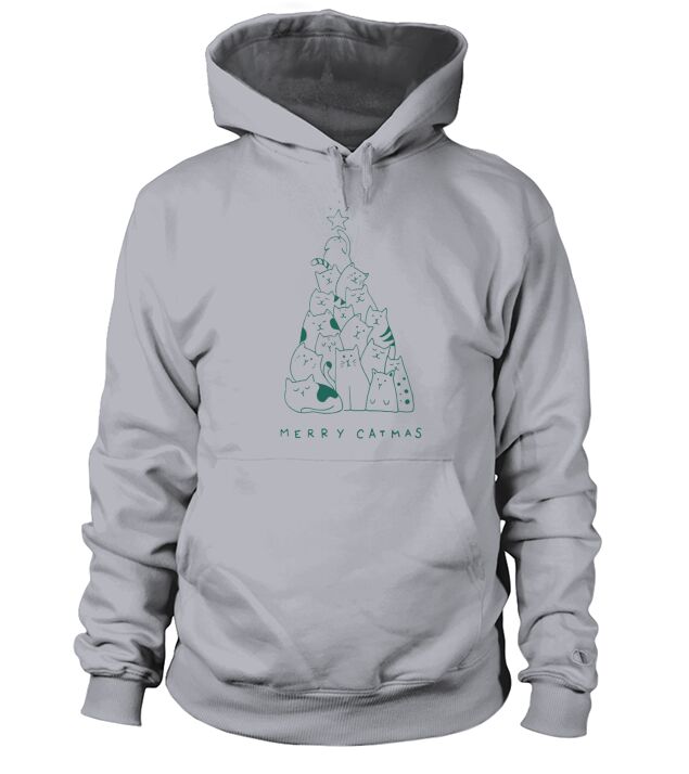 Merry Catmas Christmas Tree Hoodie Unisex