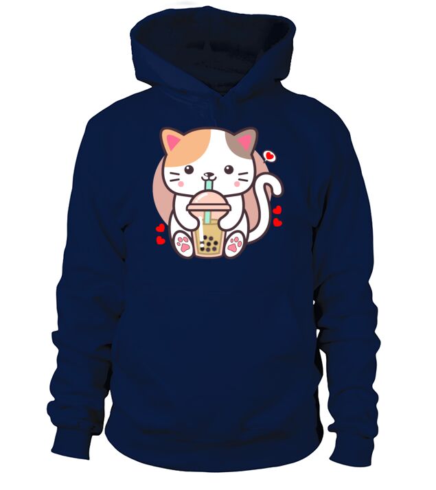 Cute Cat Boba Tea Bubble Tea Anime Japanese Neko Men's Hoodie