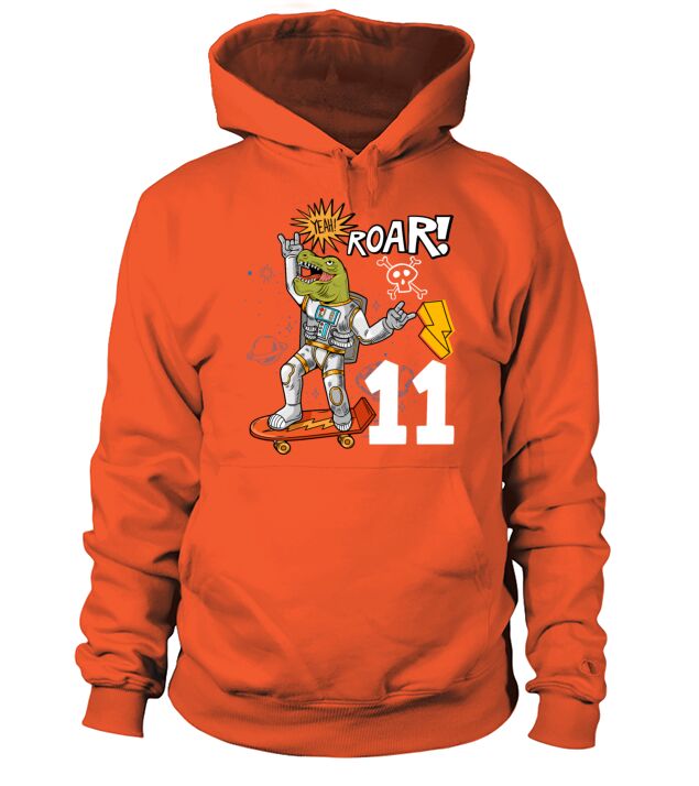 11th Birthday Boys 11 Years Dinosaur Skateboard Hoodie Unisex