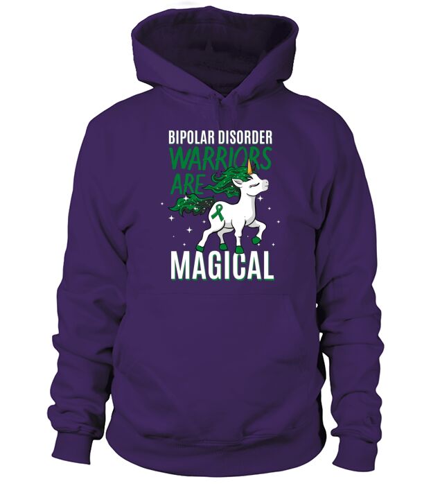 Bipolar Warrior Magical Unicorn Green Ribbon Mental Illness Hoodie Unisex