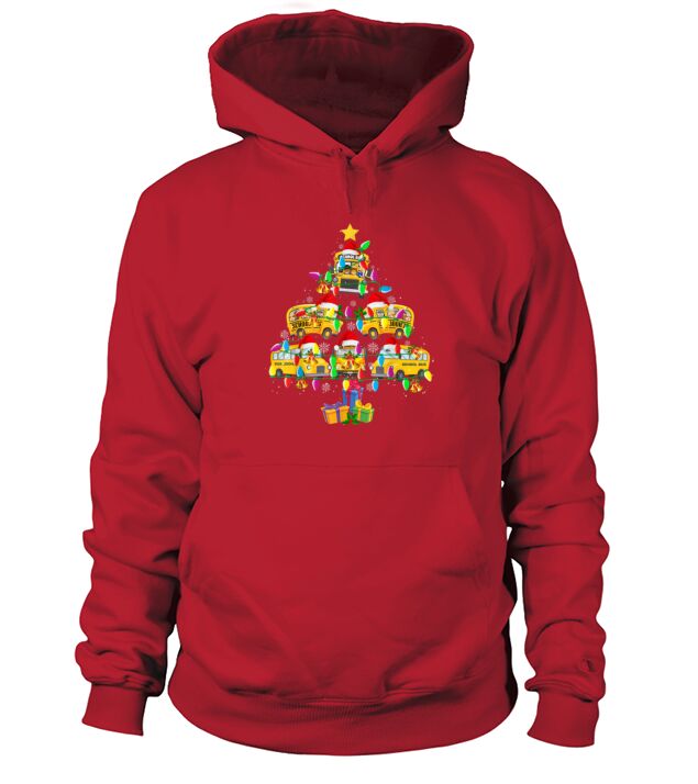 School Bus Christmas Tree Funny Santa Bus Driver Hoodie Unisex