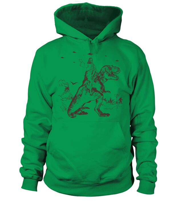 Jesus Riding Dinosaur Shirt Jesus On a Dinosaur T Men's Hoodie
