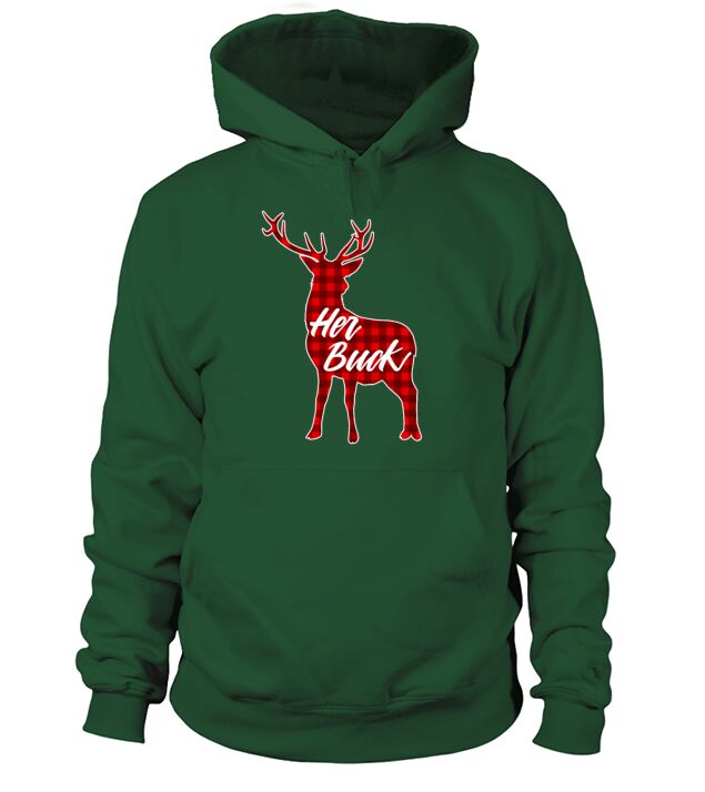 Her Buck Vintage Matching Couples Christmas Pajama Men's Hoodie