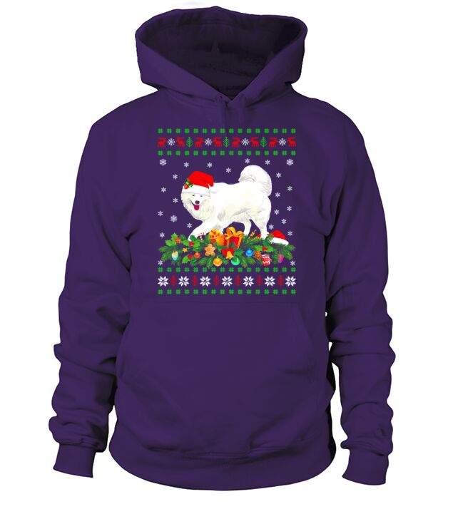 Family Matching Xmas Lighting Ugly Samoyed Men's Hoodie